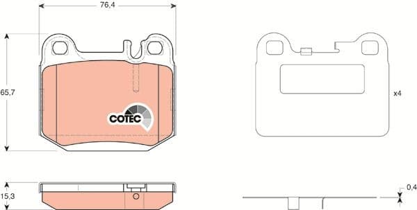 Brake Pad Set, disc brake COTEC GDB1457 - image 3