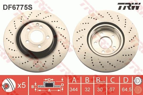 Brake Disc TRW SINGLE DF6775S - image 3
