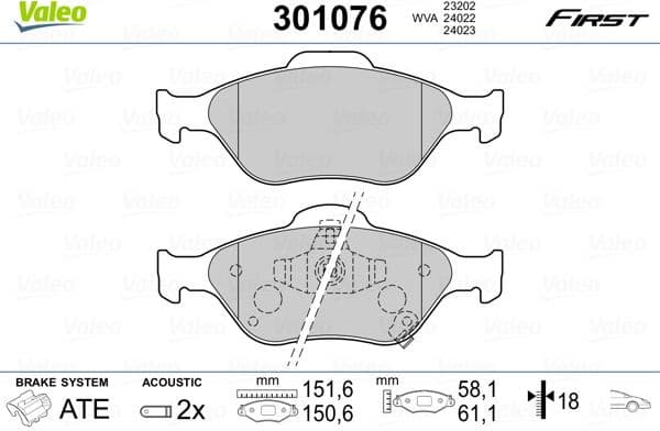 Brake Pad Set, disc brake ESSENTIAL 301076