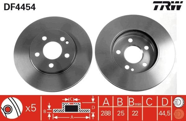 Brake discs kit front (2pcs), Top Quality DF4454