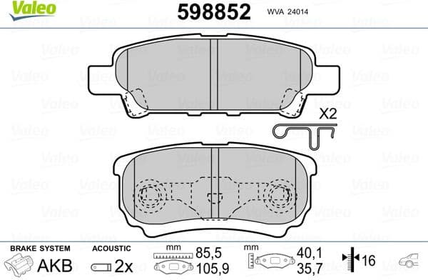 Brake Pad Set, disc brake 598852