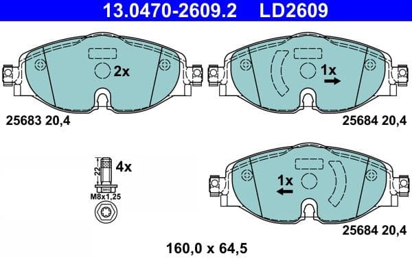 Brake Pad Set, disc brake ATE Ceramic 13.0470-2609.2