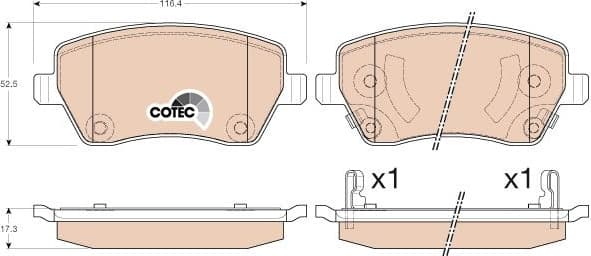 Brake Pad Set, disc brake COTEC GDB3546 - image 2