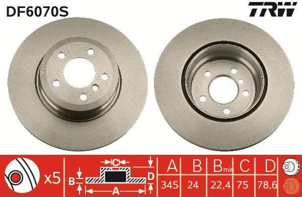 Brake disc, 1pcs REAR, Top Quality DF6070S