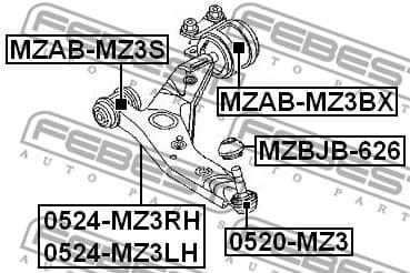 Mounting, control/trailing arm MZAB-MZ3BX - image 2