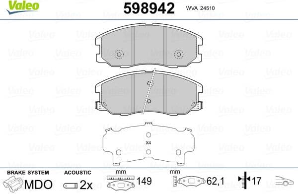 Brake Pad Set, disc brake 598942