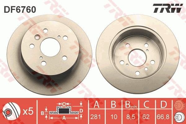 Brake discs kit rear, (2pcs), Top Quality DF6760 - image 3