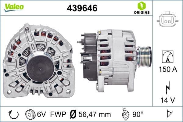Alternator VALEO ORIGINS NEW OE TECHNOLOGY 439646