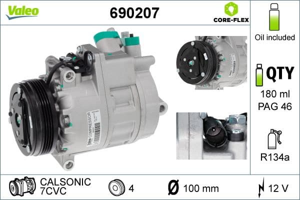 Compressor, air conditioning VALEO CORE-FLEX 690207
