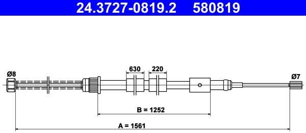 Cable Pull, parking brake 24.3727-0819.2