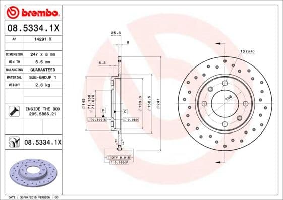 Brake Disc XTRA LINE - Xtra 08.5334.1X