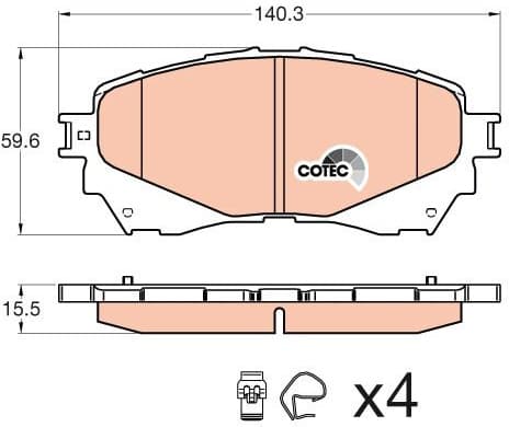 Brake Pad Set, disc brake COTEC GDB3580 - image 3