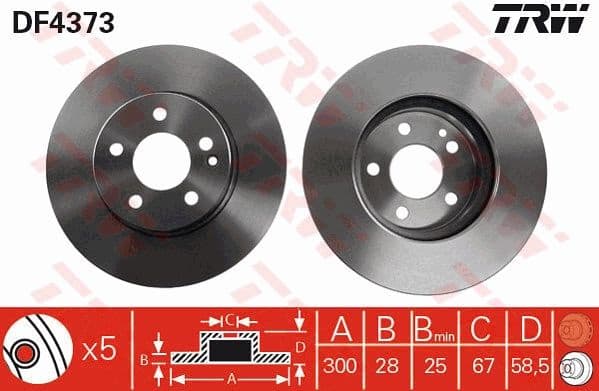 Brake discs kit front (2pcs), Top Quality DF4373