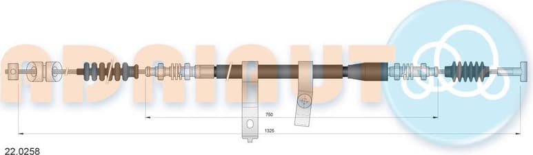 Cable Pull, parking brake 22.0258