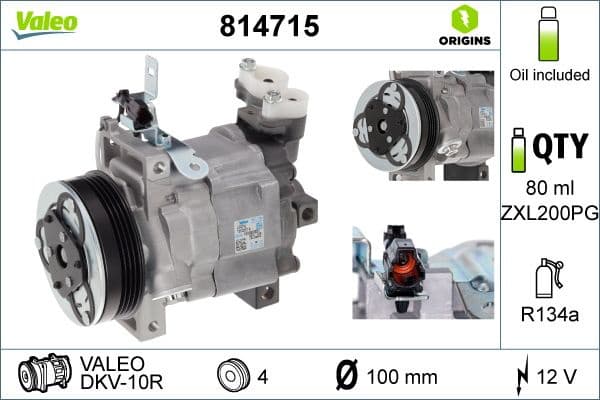 Compressor, air conditioning VALEO ORIGINS NEW OE TECHNOLOGY 814715