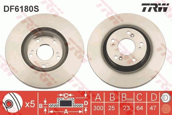 Brake Disc TRW SINGLE DF6180S - image 3