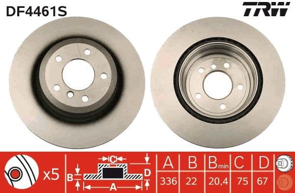 Brake Disc TRW SINGLE DF4461S - image 2