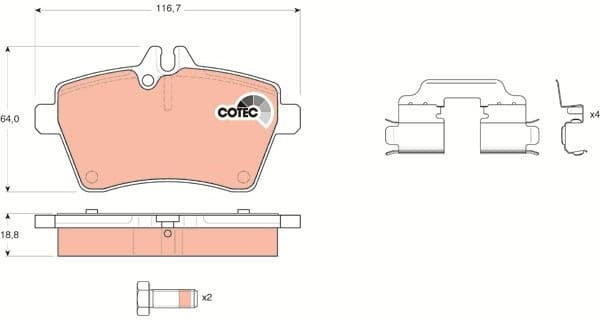 Brake Pad Set, disc brake COTEC GDB1629 - image 3