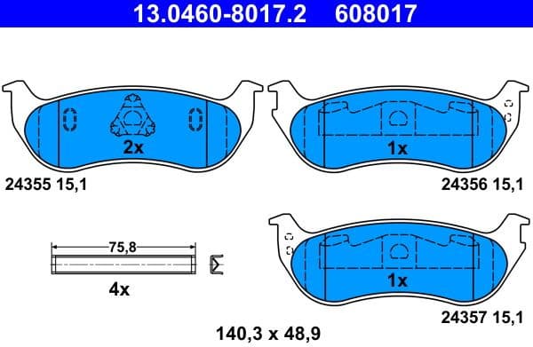 Brake Pad Set, disc brake 13.0460-8017.2