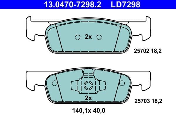 Brake Pad Set, disc brake ATE Ceramic 13.0470-7298.2