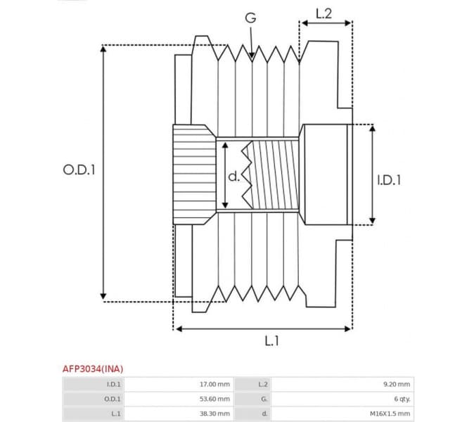Alternator Freewheel Clutch Ina AFP3034INA - image 4