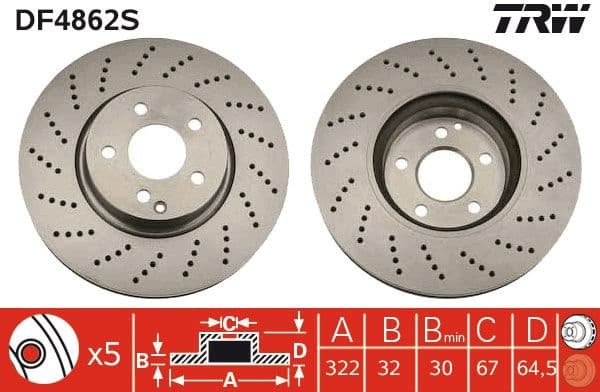 Brake disc, 1pcs FRONT, Top Quality DF4862S - image 2