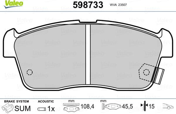 Brake Pad Set, disc brake 598733