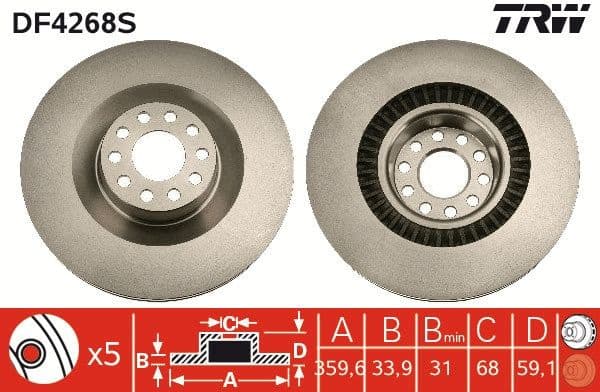 Brake Disc TRW SINGLE DF4268S - image 3