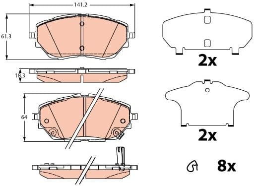 Brake pads front, Top Quality GDB2290 - image 2