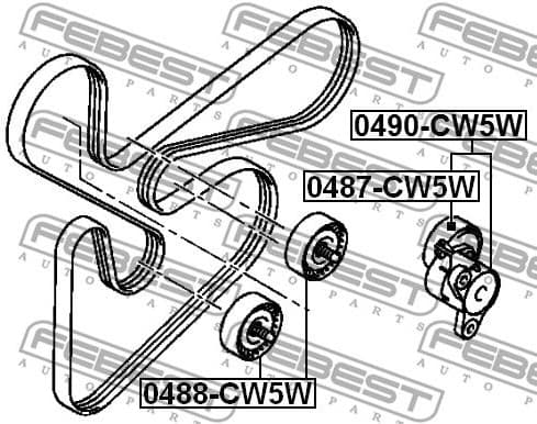 Tensioner Pulley, V-ribbed belt 0487-CW5W - image 2