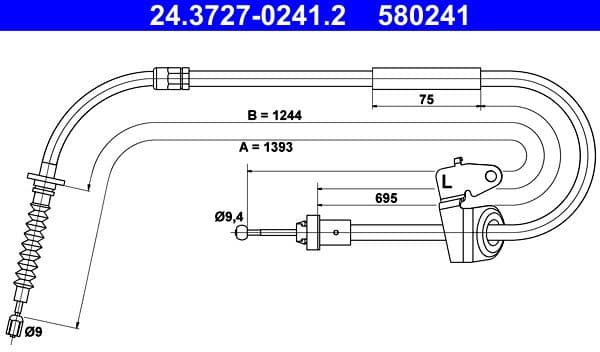 Cable Pull, parking brake 24.3727-0241.2