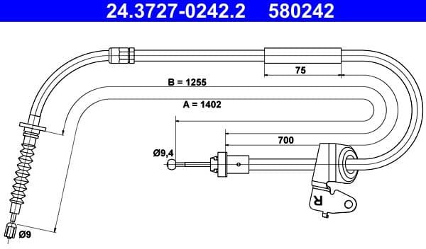 Cable Pull, parking brake 24.3727-0242.2