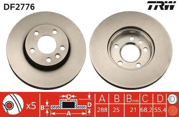 Brake discs kit front (2pcs), Top Quality DF2776