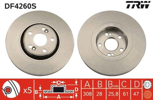 Brake Disc TRW SINGLE DF4260S - image 3