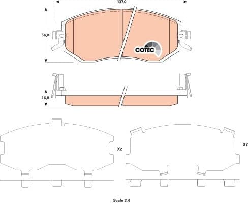 Brake Pad Set, disc brake COTEC GDB3519 - image 3