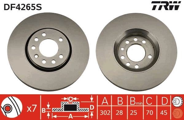 Brake Disc TRW SINGLE DF4265S - image 3