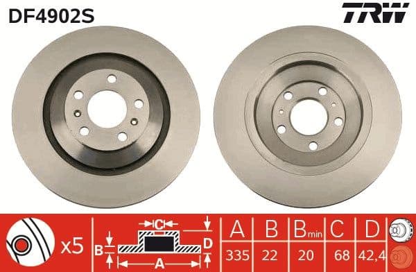 Brake Disc TRW SINGLE DF4902S - image 3