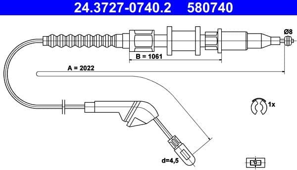 Cable Pull, parking brake 24.3727-0740.2