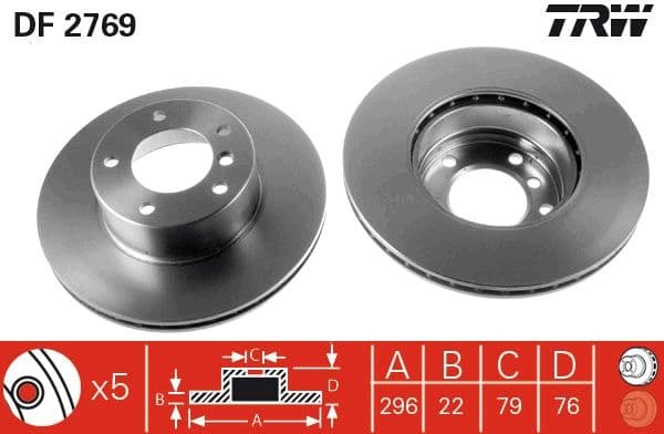 Brake discs kit front (2pcs), Top Quality DF2769