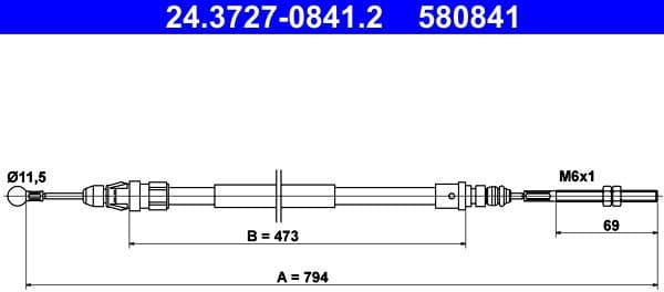 Cable Pull, parking brake 24.3727-0841.2