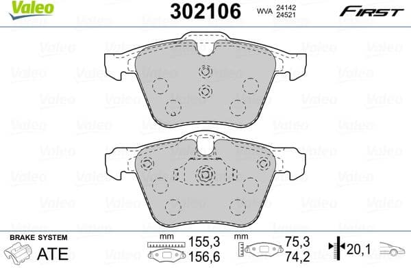 Brake Pad Set, disc brake ESSENTIAL 302106