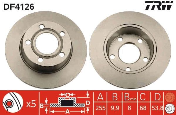 Brake discs kit rear, (2pcs), Top Quality DF4126