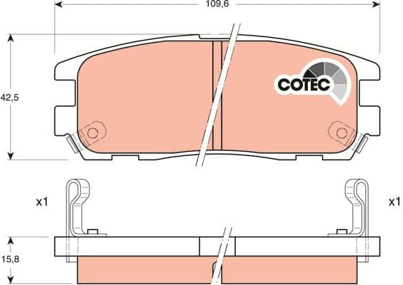 Brake Pad Set, disc brake COTEC GDB1187 - image 3