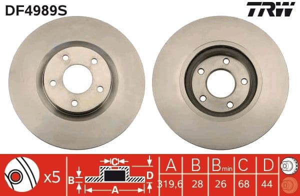 Brake Disc TRW SINGLE DF4989S