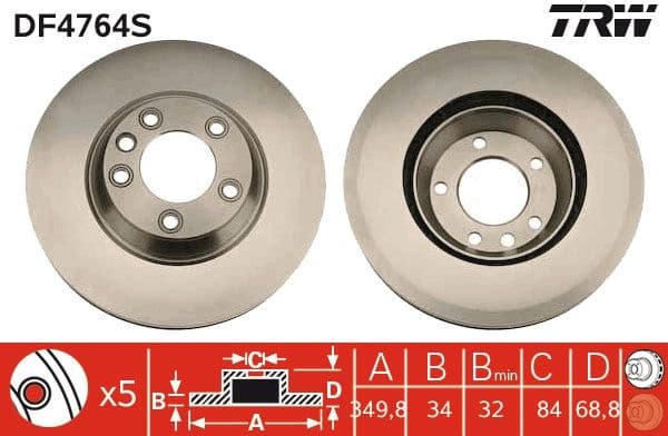 Brake disc, 1pcs FRONT, Top Quality DF4764S - image 2