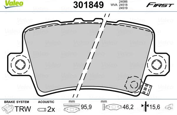 Brake Pad Set, disc brake ESSENTIAL 301849