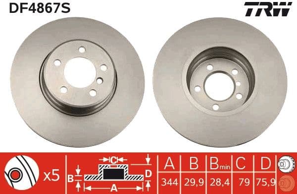 Brake Disc TRW SINGLE DF4867S - image 2