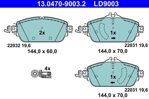 Brake Pad Set, disc brake ATE Ceramic 13047090032