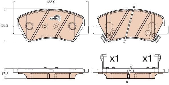 Brake Pad Set, disc brake COTEC GDB3548 - image 3