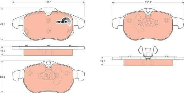 Brake Pad Set, disc brake COTEC GDB1613 - image 3